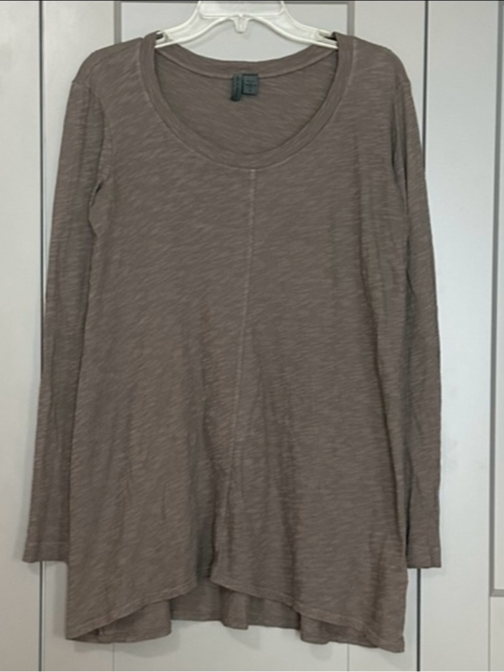 Anthropologie Left Of Center Long Sleeve Cotton Tunic T Shirt Grey Oversized Sm